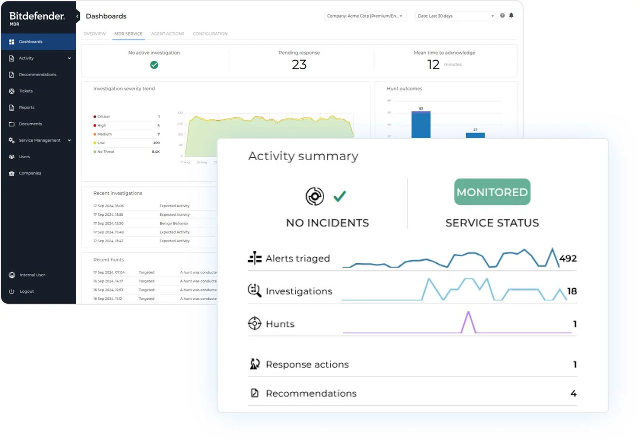 Bitdefender GravityZone analysis console showing actionable threat intelligence for Fiji businesses switching from ESET